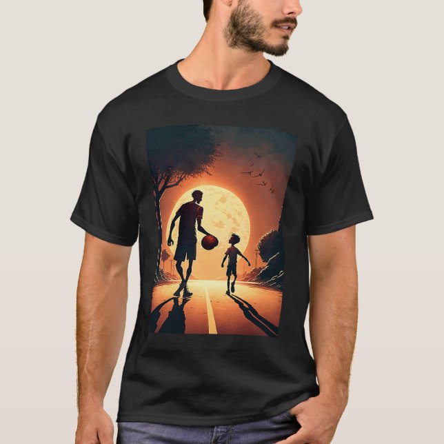 Stylish Basketball Enthusiasts Father and Son Play T-Shirt (Vorderseite)