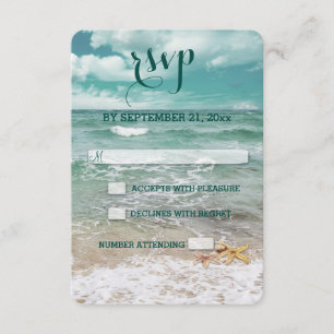 Stylish Beach Starfish Wedding RSVP Karte