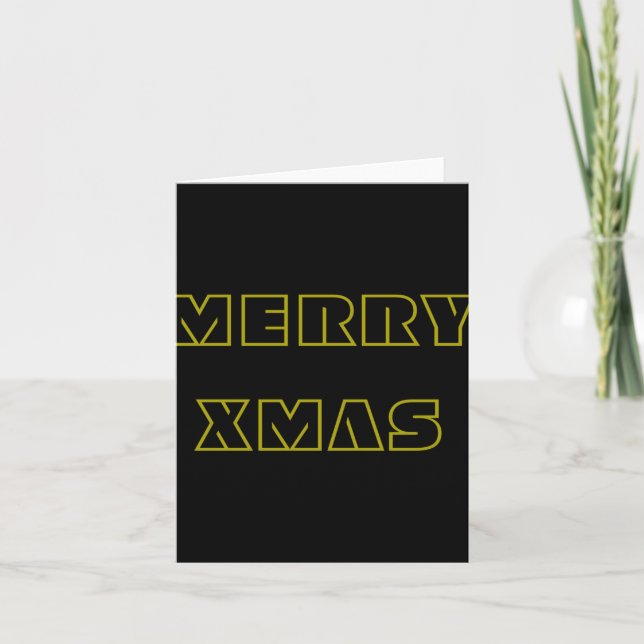 Stylish Black And Gold Merry Xmas Script Christmas Karte (Vorderseite)