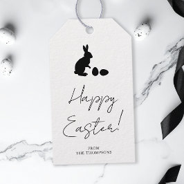 Stylish Black And White Bunny Minimal Happy Easter Geschenkanhänger