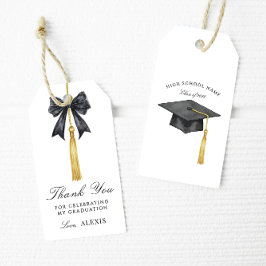 Stylish Black Bow Graduation Thank You Favor Tags Geschenkanhänger