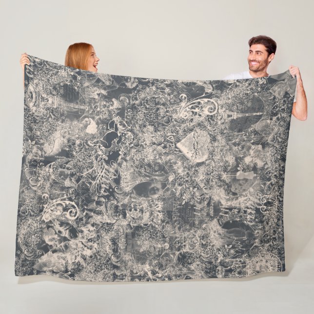 Stylish Black Paris Toile Design Fleecedecke (Beispiel)