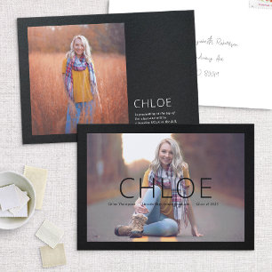 Stylish Black Photo Graduation Announcement Ankündigung