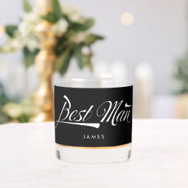 Stylish Black Retro Typography Best Man Groomsmen  Whiskyglas