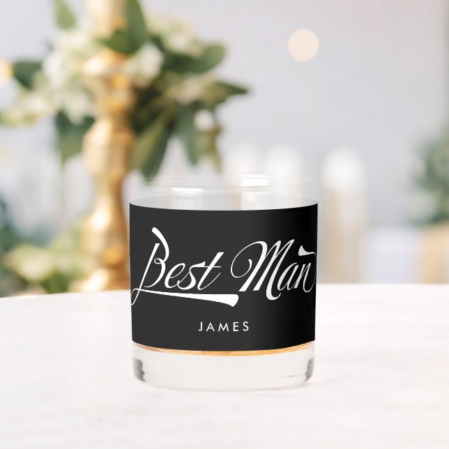 Stylish Black Retro Typography Best Man Groomsmen  Whiskyglas (Insitu (Hochzeit))
