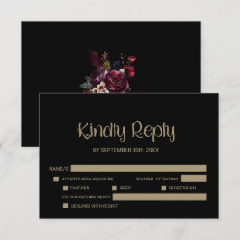 Stylish Black Wedding RSVP Karte