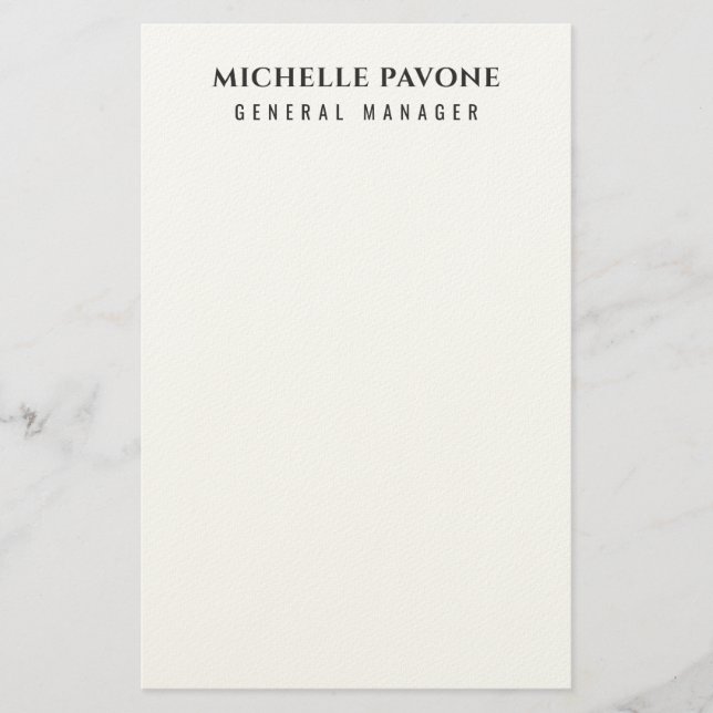 Stylish Black & White Simple Plain Professional Briefpapier (Vorderseite)