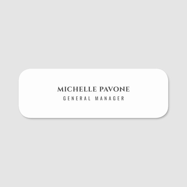 Stylish Black & White Simple Plain Professional Namensschild (Vorderseite)
