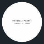 Stylish Black & White Simple Plain Professional Runder Aufkleber<br><div class="desc">A stationery can reflect the entire image of your business, or it can turn into a paper with some information on it. But it is a fact that your stationery generally creates your first impression and the first impression is important. With this creative one, all doors can be opened in...</div>