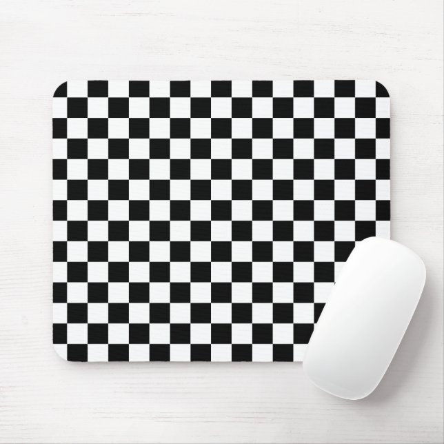 Stylish Black White Square Pattern Mousepad (Mit Mouse)