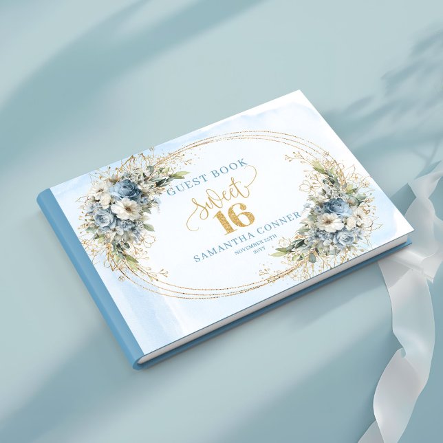 Stylish Blue and Gold Greenery Sweet Sixteen Guest Gästebuch (Stylish Blue and Gold Greenery Sweet Sixteen Guest Book

)