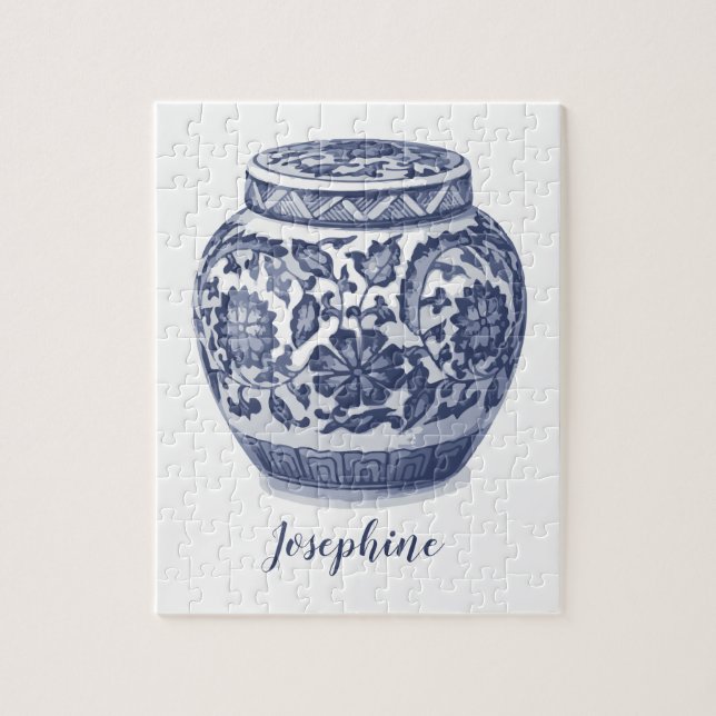 Stylish Blue and White Ginger Jar Print Puzzle (Vertikal)