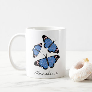 Stylish Blue Butterfly Illustration Individuelle N Kaffeetasse