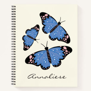 Stylish Blue Butterfly Illustration Individuelle N Notizbuch