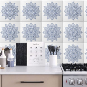 Stylish Blue Geometric pattern Ceramic Tile Fliese