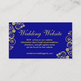 Stylish Blue Gold Wirbel Wedding Website Begleitkarte