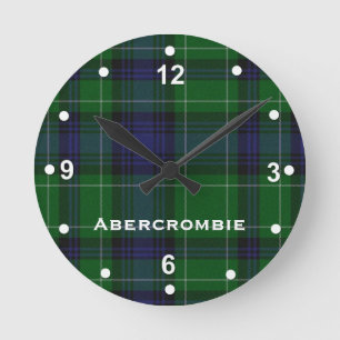 Stylish Blue & Green Abercrombie Tartan Pläd Runde Wanduhr