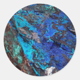 Stylish Blue Marble Stone Runder Aufkleber