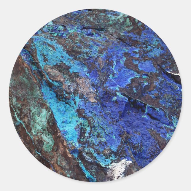 Stylish Blue Marble Stone Runder Aufkleber (Vorderseite)