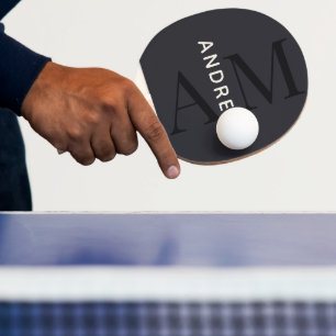 Stylish Blue Monogram und Name Tischtennis Schläger