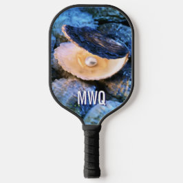 Stylish Blue Pearl Oyster Monogram Pickleball Schläger