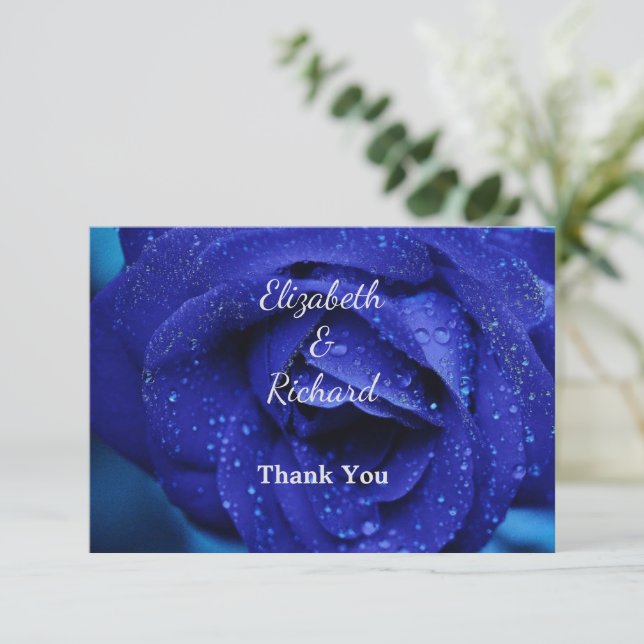 Stylish Blue Rose Fevor Box Dankeskarte (Stehend Vorderseite)