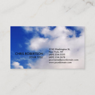 Stylish Blue Sky White Clouds Nature Business Card Visitenkarte