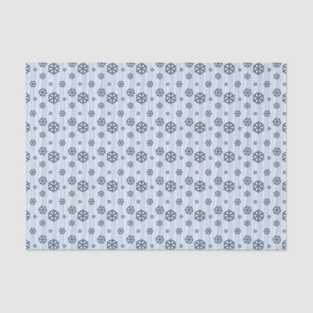 Stylish Blue Snowflake Pattern Seidenpapier (Vorderseite)