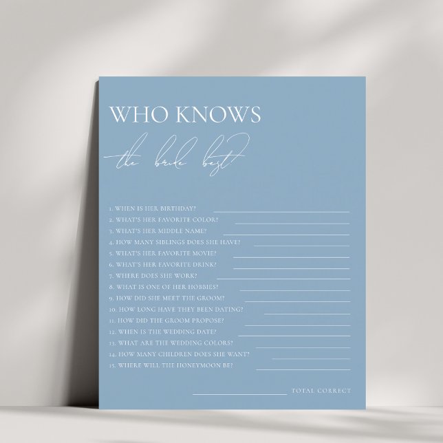 Stylish Blue Who kennt das Bride Best Game (Von Creator hochgeladen)