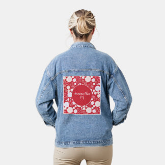 STYLISH-BLUME FLORAL PATTERKREAM ROT MIT NAMEN JEANSJACKE