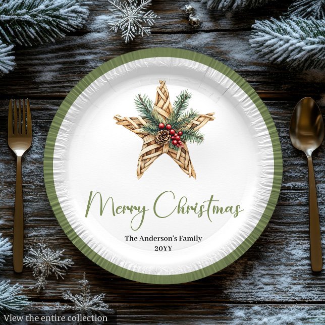 Stylish Bohemian Neutral Colors Holiday Plates Pappteller (Stylish Bohemian Neutral Colors Holiday Plates)