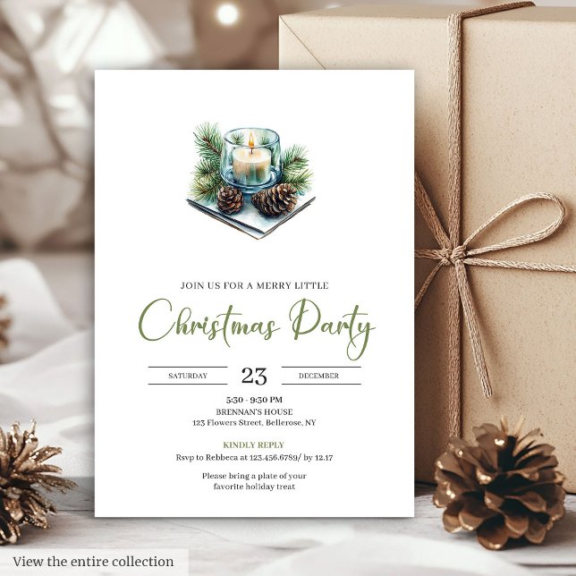 Stylish Bohemian Neutral Watercolor Holiday Party  Einladung (Stylish Bohemian Neutral Watercolor Holiday Party Invite)