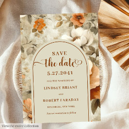 Stylish Boho Earthy Ivory Olive Save The Date Einladung