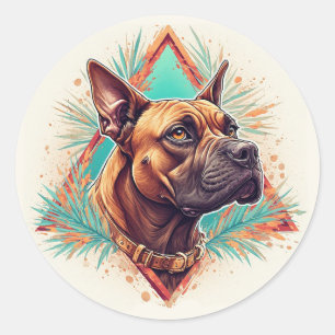 Stylish Boxer Dog Runder Aufkleber
