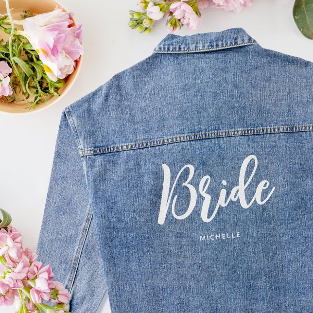 Stylish Bride Wedding Personalized Jeansjacke (Von Creator hochgeladen)