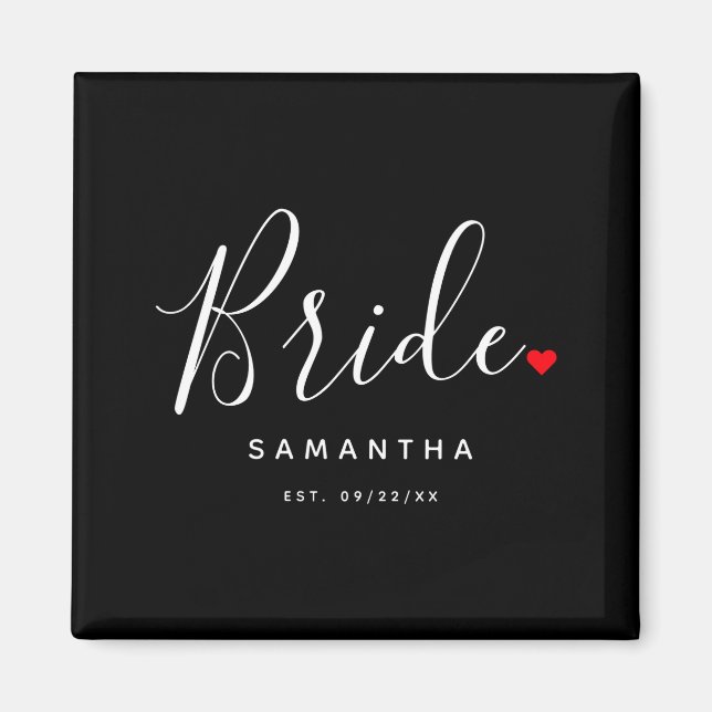 Stylish Bride Wedding T Shirt  Magnet (Vorne)