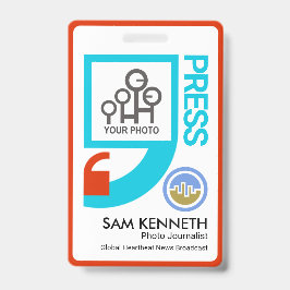 Stylish Bright Quotter Mark Motif Press Reporter Ausweis