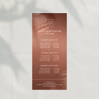 Stylish Bronze Business Logo Price List Werbekarte