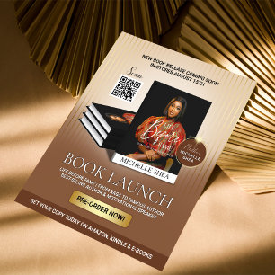 Stylish Brown & Gold Author Book Launch Release Flyer