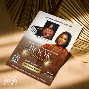 Stylish Brown & Gold Author Book Launch Release Flyer