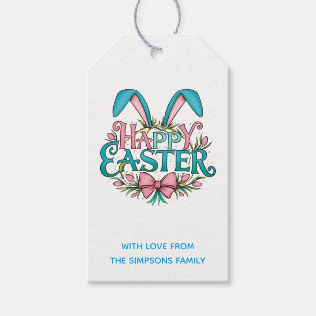 Stylish bunny ears Happy Easter Geschenkanhänger (Vorderseite)