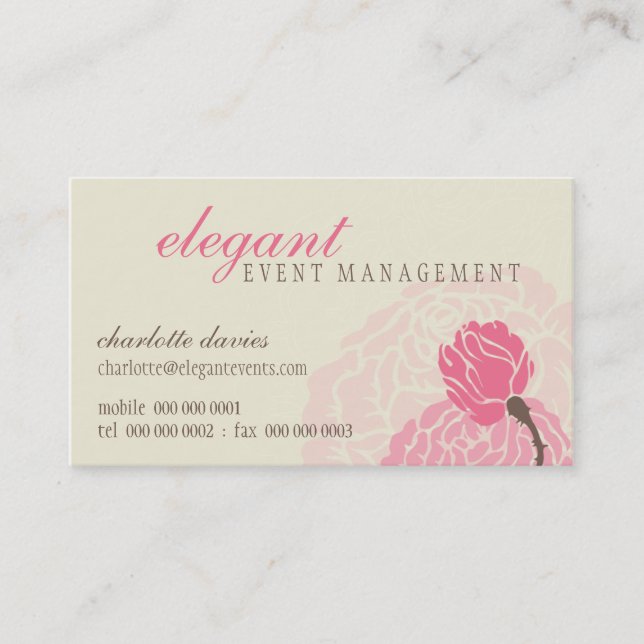 STYLISH BUSINESS CARD :: elegante Rose pink Creme Visitenkarte (Vorderseite)