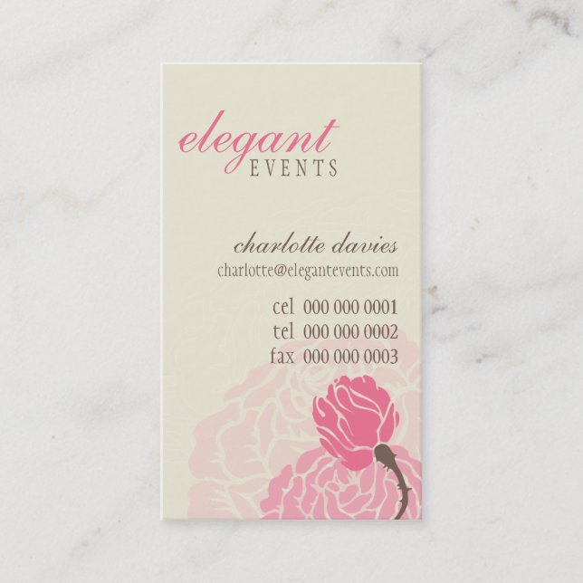STYLISH BUSINESS CARD :: elegante Rose pink Creme Visitenkarte (Vorderseite)