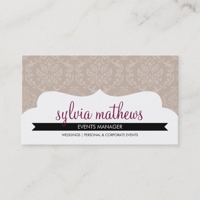 STYLISH BUSINESS CARD eleganter Damaskus-Rahmen La Visitenkarte (Vorderseite)