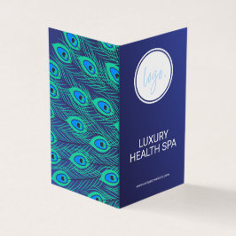 STYLISH BUSINESS LOGO BLUE PEACOCK FEATHER FOLGT VISITENKARTEN