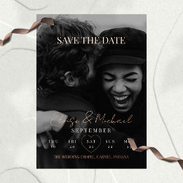 Stylish Calendar Photo Double-sided Save The Date Folieneinladung