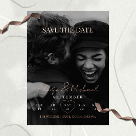 Stylish Calendar Photo Double-sided Save The Date Folieneinladung