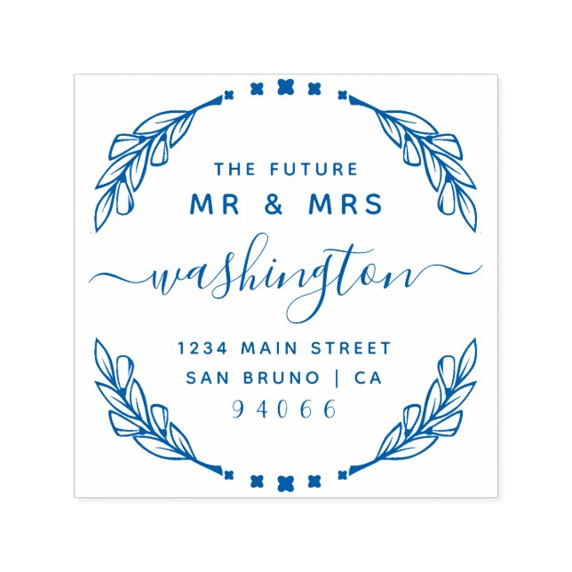 Stylish Calligraphy Future Mr. & Mrs. Rücksendeadr Permastempel (Design)