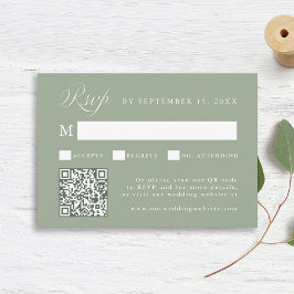 Stylish Calligraphy Script Wedding Sage Green RSVP Karte