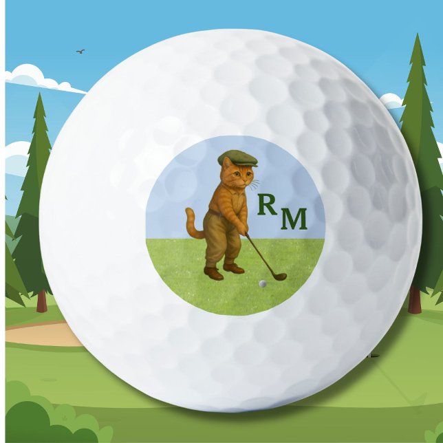 *Stylish Cat Playing Golf Personalized Golfball (Von Creator hochgeladen)